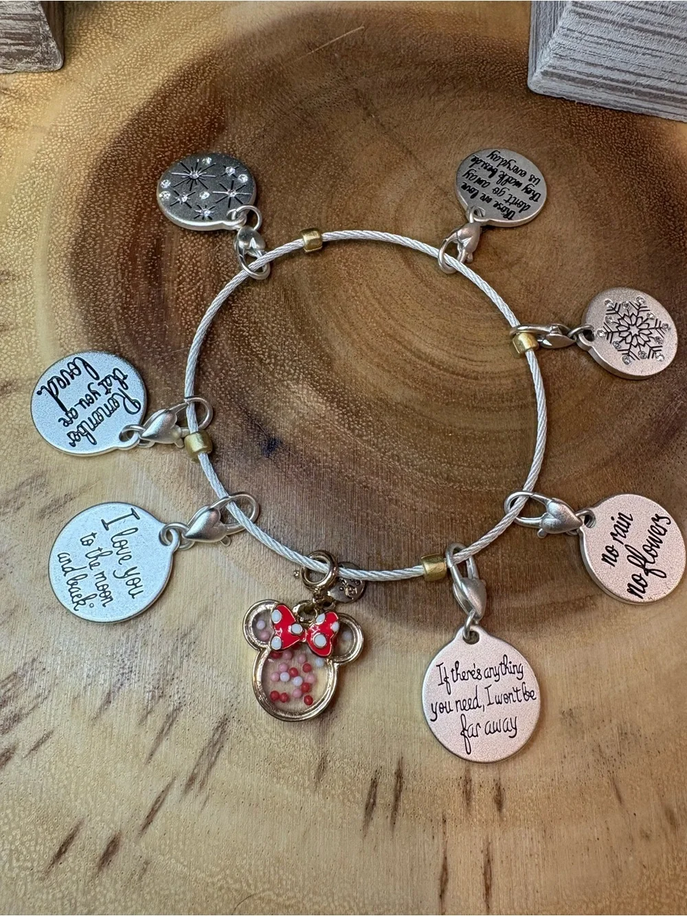 Vintage Silver Charm Bracelet with Red Accent Minnie Charm♥️ - Picture 1 of 12
